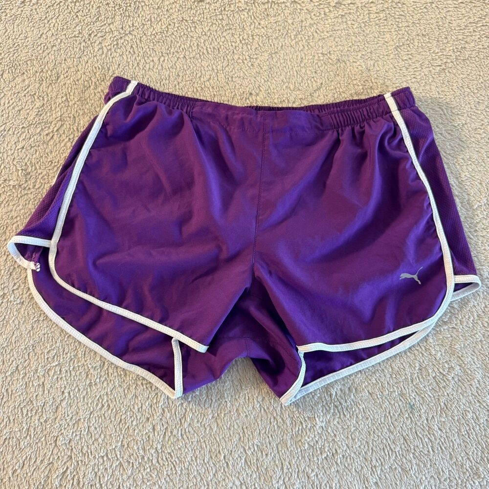 PUMA Purple Lined Running Track Shorts Women's Size L Athletic Activewear NWOT